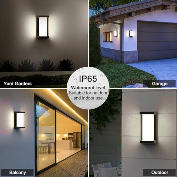 POWERTECH LED φωτιστικό τοίχου HLL-0166, 12W, 4000K, 960lm, IP65, μεταλλικό, μαύρο - Powertech