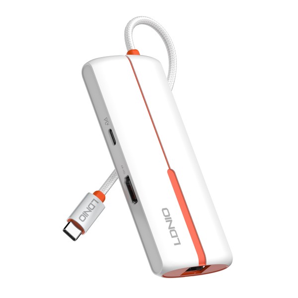 LDNIO docking station DS-26H, 6 θυρών, USB-C σύνδεση, 4K, 100W PD, λευκό - Docking Station