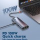LDNIO docking station DS-16H, 6 θυρών, USB-C σύνδεση, 4K, 100W PD, γκρι