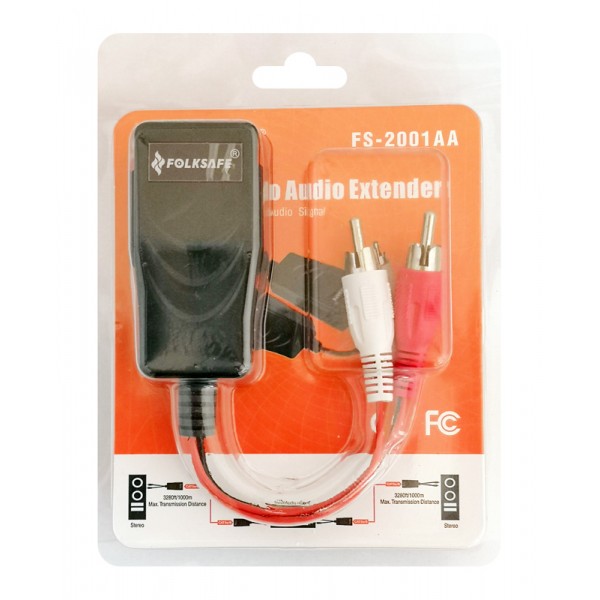 FOLKSAFE audio extender FS-2001AA μέσω καλωδίου RJ45, RCA σε RCA, έως 1000m - Ήχος