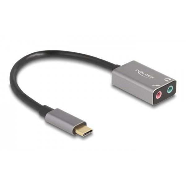 DELOCK εξωτερική κάρτα ήχου 67071, 2x 3.5mm, USB-C σύνδεση, γκρι - Κάρτες Επέκτασης PCI κ.α