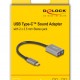 DELOCK εξωτερική κάρτα ήχου 67071, 2x 3.5mm, USB-C σύνδεση, γκρι