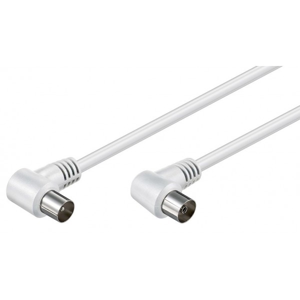 POWERTECH καλώδιο κεραίας RF αρσενικό - RF θηλυκό CAB-V003, γωνιακό, λευκό, 1.5m - RF (Κεραίας)