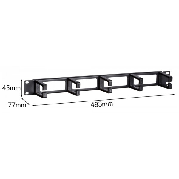 POWERTECH cable management NETW-0031 για rack 19"/1U, 5x γάντζοι, μαύρο - Εξοπλισμός IT