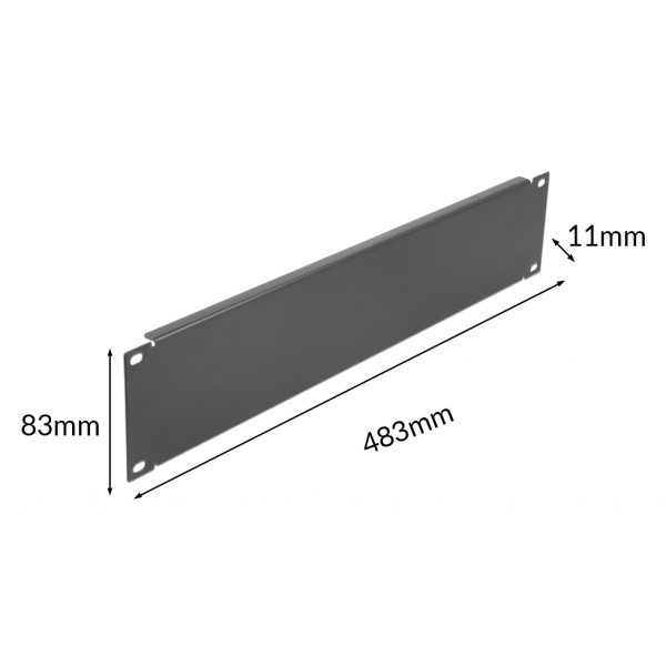 POWERTECH κάλυμμα panel NETW-0033 για rack 19"/2U, μεταλλικό, μαύρο - Εξοπλισμός IT