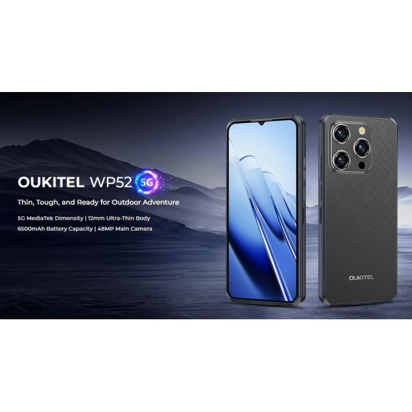 OUKITEL smartphone WP52, 6.6", 4/256GB, 5G, IP68/IP69K, 6500mAh, μαύρο - Smartphones