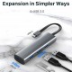 CABLETIME USB hub CT-HUBP4, 4x θυρών, 5Gbps, USB-C σύνδεση, γκρι