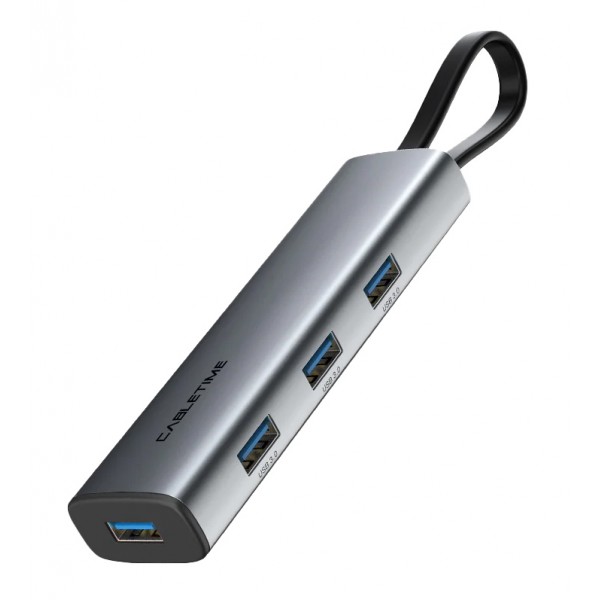CABLETIME USB hub CT-HUBP4, 4x θυρών, 5Gbps, USB-C σύνδεση, γκρι - Σύγκριση Προϊόντων