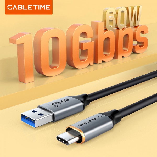 CABLETIME καλώδιο USB-C σε USB CT-AMCMG2, 60W, 10Gbps, 1m, μαύρο - CABLETIME