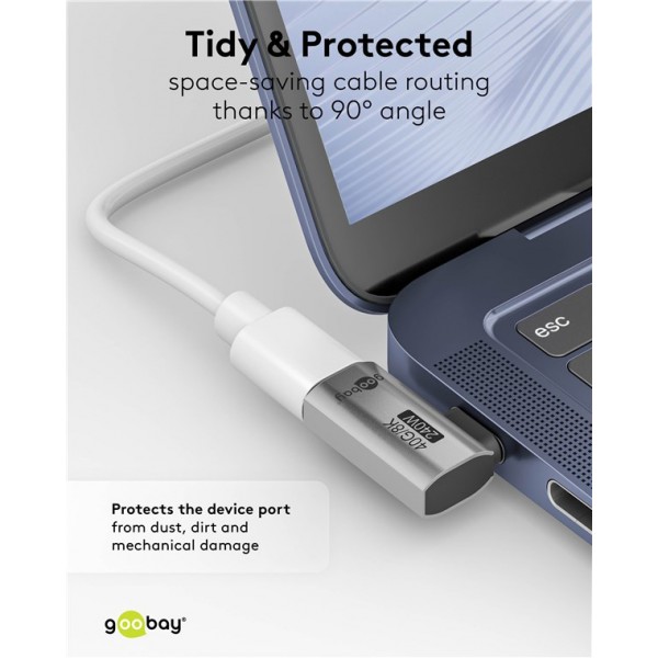 GOOBAY αντάπτορας USB-C 74441, γωνιακός 90°, USB4, 240W, 40Gbps, 8K, γκρι - GOOBAY