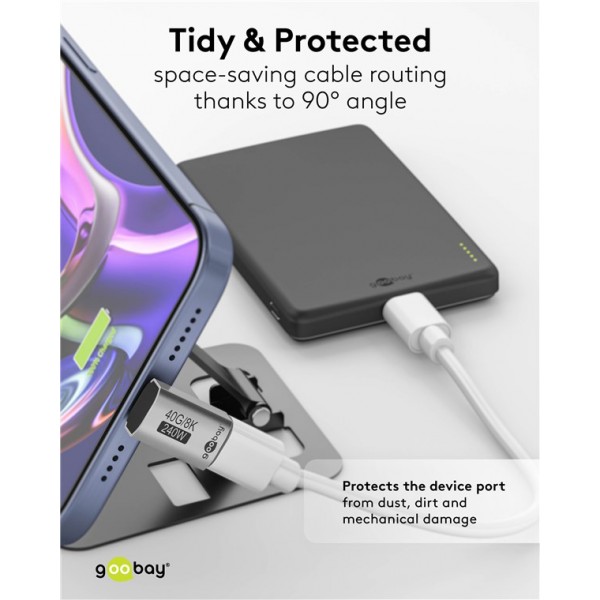 GOOBAY αντάπτορας USB-C 74442, γωνιακός 90°, USB4, 240W, 40Gbps, 8K, γκρι - GOOBAY