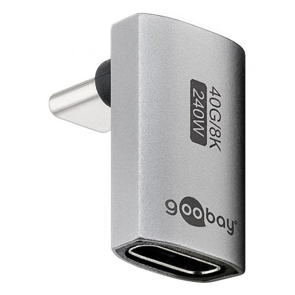 GOOBAY αντάπτορας USB-C 74442, γωνιακός 90°, USB4, 240W, 40Gbps, 8K, γκρι - GOOBAY