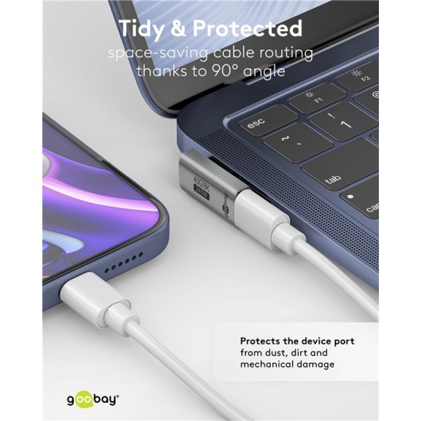 GOOBAY αντάπτορας USB-C 74443, γωνιακός 90°, USB4, 240W, 40Gbps, 8K, γκρι - GOOBAY
