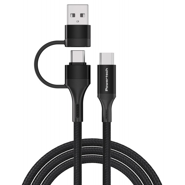 POWERTECH καλώδιο USB & USB-C σε USB-C PTR-0158, PD 60W, copper, 1.5m, μαύρο - Powertech