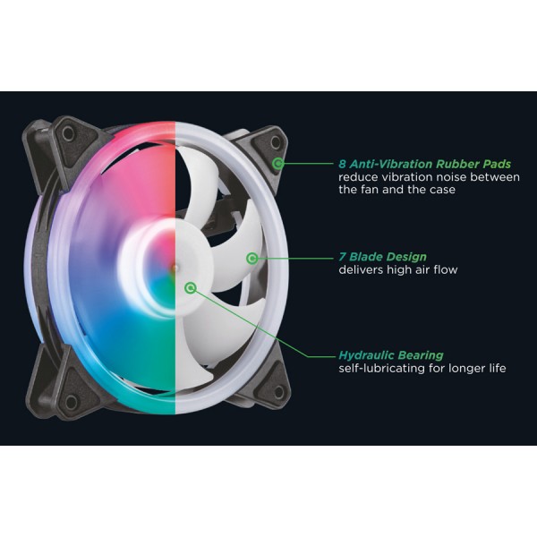 POWERTECH ανεμιστήρας PT-1284 για PC, LED RGB, 120mm, 1200RPM - Νέα & Ref PC