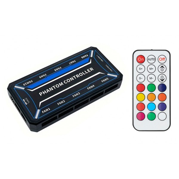 POWERTECH RGB fan controller PCF01-5C με ασύρματο χειριστήριο, 10 connectors - Ψύξη - Modding