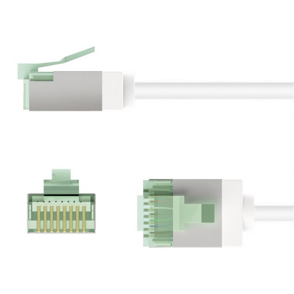 GOOBAY καλώδιο δικτύου 74358, CAT 8.1 U/FTP, slim, copper, 40Gbps, 0.25m, λευκό