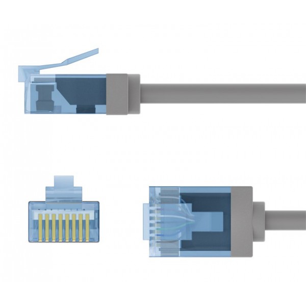 GOOBAY καλώδιο δικτύου 74223, CAT 6A U/UTP, slim, copper, 500MHz, 2m, γκρι