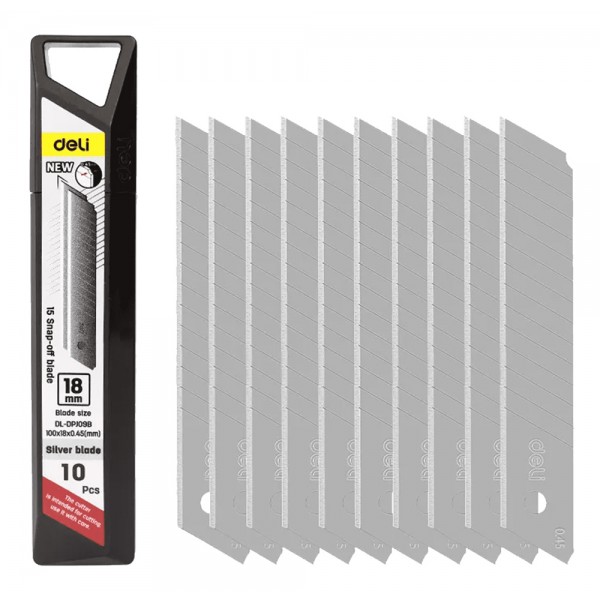 DELI ανταλλακτικές λεπίδες DL-DPJ09B για κοπίδι, 18mm, 10τμχ - Εργαλεία Χειρός