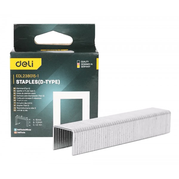 DELI συνδετήρες σχήματος Π EDL238015-1 για καρφωτικό, 1.2x10x11.3mm, 1000τμχ - Εργαλεία Χειρός