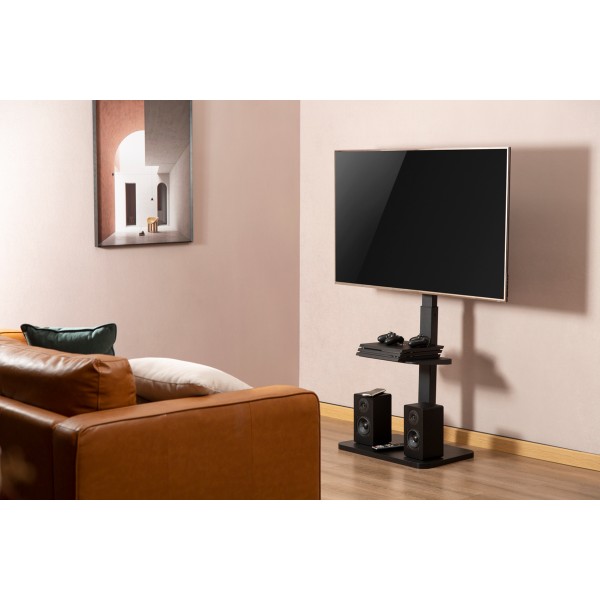 BRATECK βάση τηλεόρασης δαπέδου FS32-46, 37-75", έως 40kg, με ράφι - Εικόνα & Ήχος
