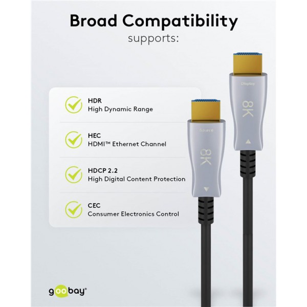GOOBAY καλώδιο HDMI 2.1 65560 με Ethernet, 8K/60Hz, 48 Gbps, 30m, μαύρο