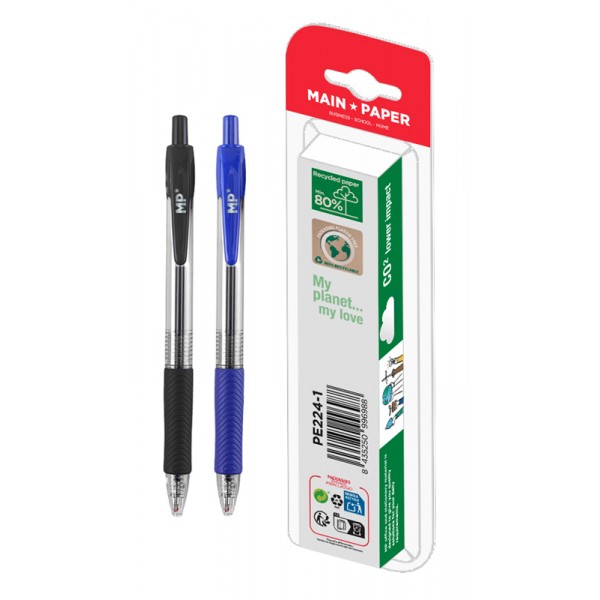 MP στυλό διαρκείας gel PE224-1, 0.7mm, μπλε & μαύρο, 2τμχ - Αναλώσιμα - Είδη Γραφείου
