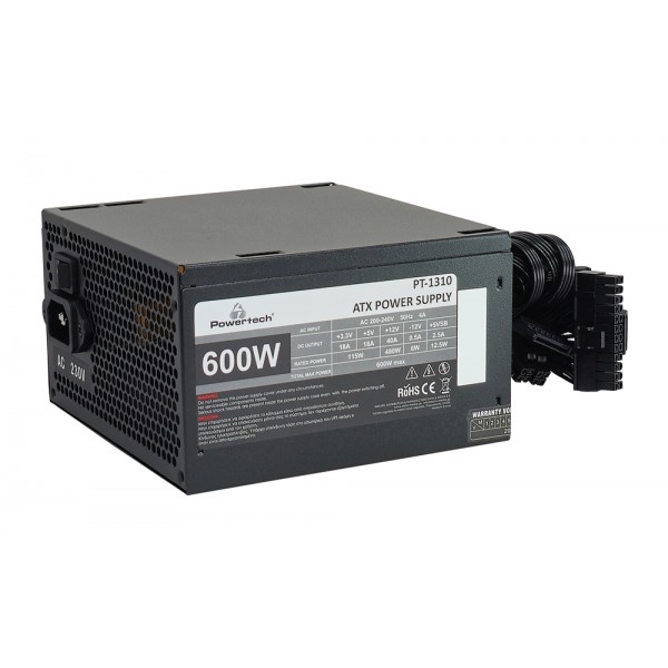 POWERTECH τροφοδοτικό PC PT-1310, 600W, ATX, 120mm Fan - Σύγκριση Προϊόντων