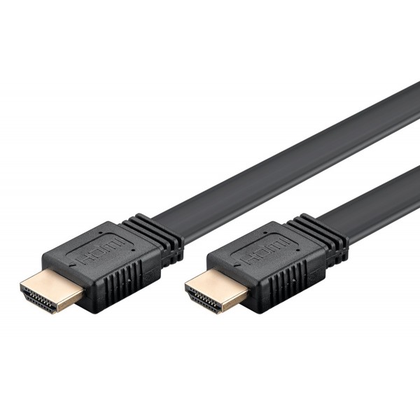 GOOBAY καλώδιο HDMI 2.0 61278, Ethernet flat 4K/60Hz 18 Gbps 1.5m, μαύρο - GOOBAY