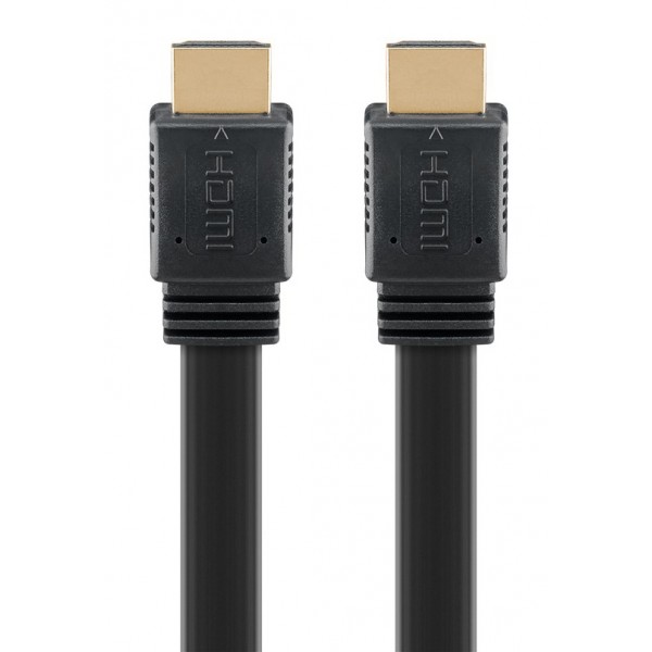 GOOBAY καλώδιο HDMI 2.0 61279, Ethernet flat, 4K/60Hz 18 Gbps, 2m, μαύρο