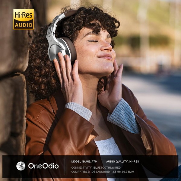 ONEODIO headphones Fusion A70, ενσύρματα/ασύρματα, Hi-Res, 40mm, ασημί - Mobile