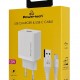 POWERTECH φορτιστής τοίχου PT-1322 με καλώδιο USB-C, USB, 12W, λευκός