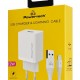 POWERTECH φορτιστής τοίχου PT-1323 με καλώδιο Lightning, USB, 12W, λευκός