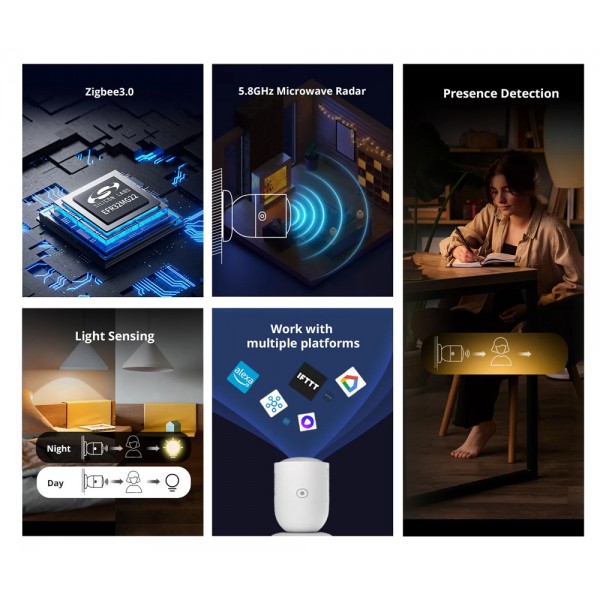 SONOFF smart ανιχνευτής κίνησης SNZB-06P με αισθητήρα φωτός, ZigBee, λευκός SONOFF smart ανιχνευτής κίνησης SNZB-06P με αισθητήρα φωτός, ZigBee, λευκός