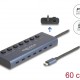 DELOCK USB-C hub 63410 με διακόπτες, 7x θυρών, 5Gbps, 20W, USB-C σύνδεση, μπλε