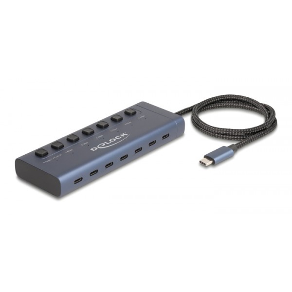 DELOCK USB-C hub 63410 με διακόπτες, 7x θυρών, 5Gbps, 20W, USB-C σύνδεση, μπλε - USB Hubs - Card Readers