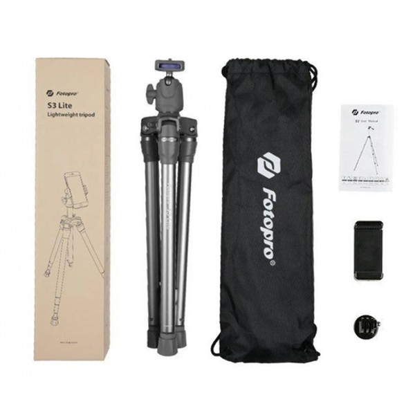 FOTOPRO τρίποδο φωτογράφισης S3 Lite, πτυσσόμενο έως 127cm, έως 2.5kg, γκρι