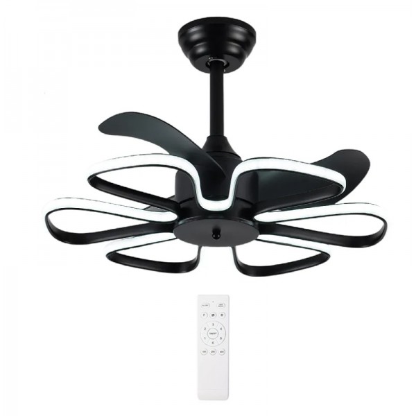 POWERTECH ανεμιστήρας οροφής HLL-0174 με LED φως, 96W, Φ55x35cm, μαύρος - Φωτιστικά Οροφής