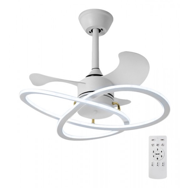 POWERTECH ανεμιστήρας οροφής HLL-0175 με LED φως, 96W, Φ60x25cm, λευκός - Φωτιστικά Οροφής