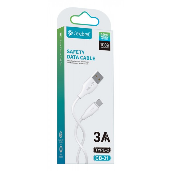 CELEBRAT καλώδιο USB-C σε USB CB-31A, 3A, 480Mbps, 1m, λευκό