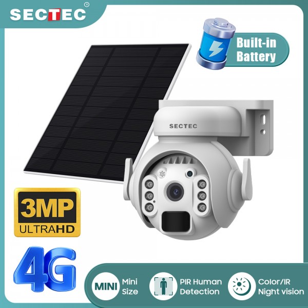 SECTEC smart ηλιακή κάμερα ST-515C-3M-4G-EU-5W, 3MP, 4G, SD, PTZ, IP65 - Smart Κάμερες