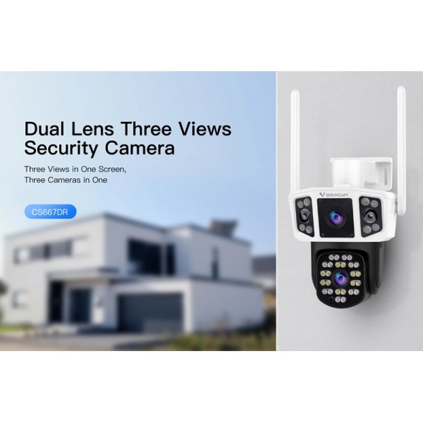 VSTARCAM smart κάμερα CS667DR, dual lens, 3MP, WiFi, SD, PTZ, IP66 - Smart Κάμερες