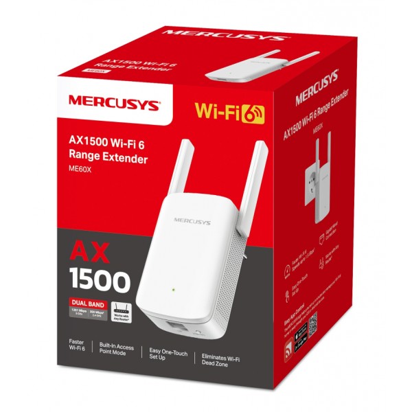 MERCUSYS range extender ME60X, WiFi 6, 1500Mbps AX1500, Ver. 1.0