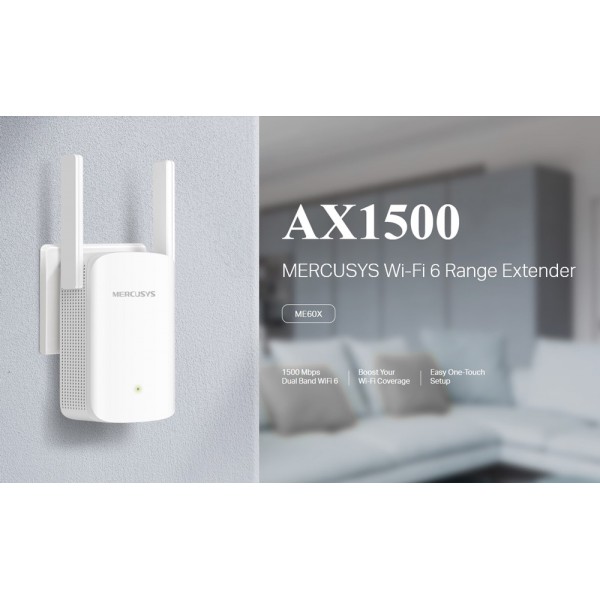 MERCUSYS range extender ME60X, WiFi 6, 1500Mbps AX1500, Ver. 1.0 - MERCUSYS