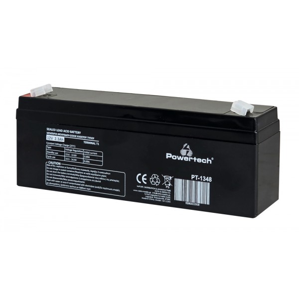 POWERTECH μπαταρία μολύβδου PT-1348, 12V 2.3Ah, T1 - Μπαταρίες UPS