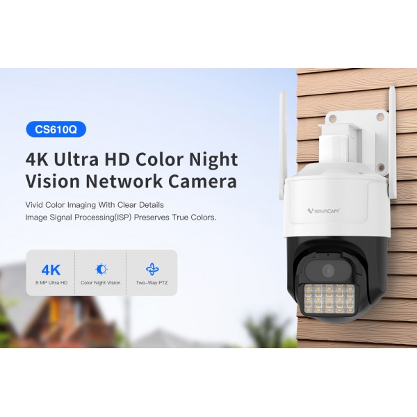 VSTARCAM smart κάμερα CS610Q, 4K/8MP, WiFi, PTZ, SD, IP66 - VSTARCAM