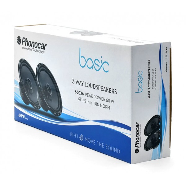 PHONOCAR σετ ηχεία αυτοκινήτου Basic 66026, 6.5", 60W, 2 δρόμων