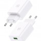USAMS φορτιστής τοίχου SCXLTZ02 με καλώδιο USB-C, USB, 18W, λευκός