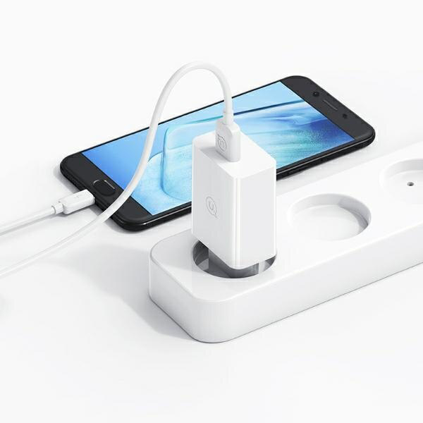 USAMS φορτιστής τοίχου SCXLTZ03 με καλώδιο Lightning, USB, 18W, λευκός - Φορτιστές Κινητών