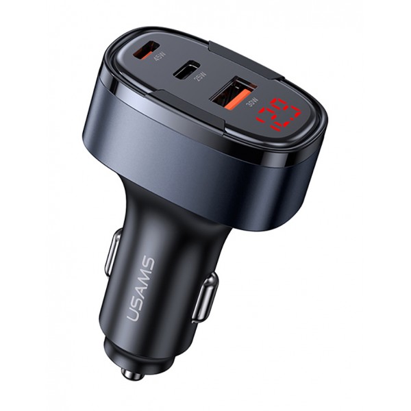 USAMS φορτιστής αυτοκινήτου US-CC257, USB/USB-C/Lightning, 100W, γκρι - Φορτιστές Κινητών